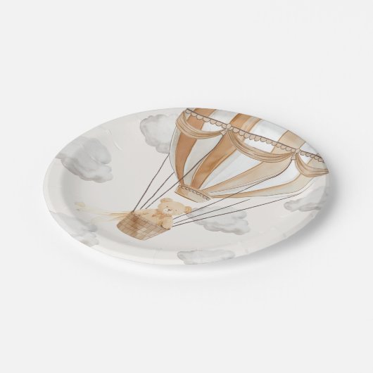 Teddy Bear Hot Air Ballon Pappteller (Schrägansicht)