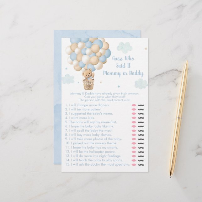 Teddy Bear Hot Air Ballon Ratgeber, der sagte, es  (Vorderseite/Rückseite Beispiel)