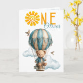 Teddy Bear Hot Air Balloon 1st Birthday Card Karte (Gelbe Blume)