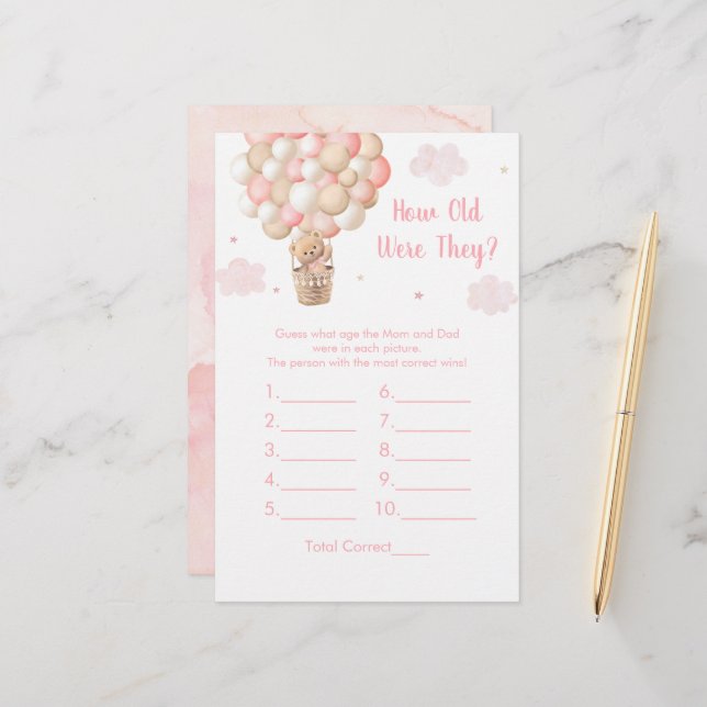 Teddy Bear Hot Air Balloon How Old Were They Game (Vorderseite/Rückseite Beispiel)