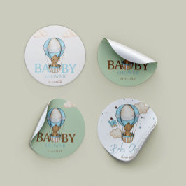 Teddy Bear Hot Balloon Babydusche warten Runder Aufkleber