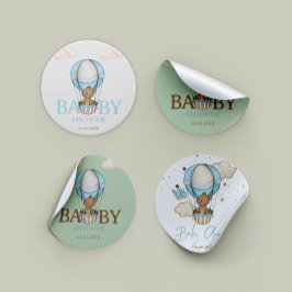 Teddy Bear Hot Balloon Babydusche warten Runder Aufkleber