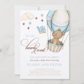 Teddy Bear Hot Balloon Boy Bearly Wait Baby Dusche Einladung (Vorderseite)