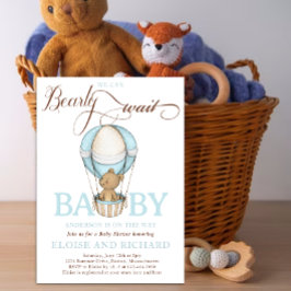 Teddy Bear Hot Balloon Boy Bearly Wait Baby Dusche Einladung