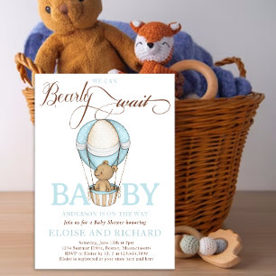 Teddy Bear Hot Balloon Boy Bearly Wait Baby Dusche Einladung