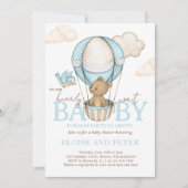 Teddy Bear Hot Balloon Boy Bearly Wait Baby Dusche Einladung (Vorderseite)