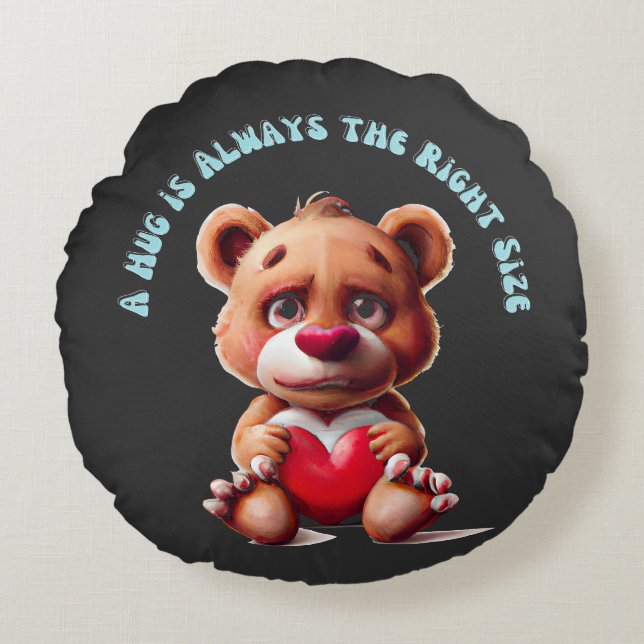 Teddy Bear Hug Rundes Kissen (Vorderseite)