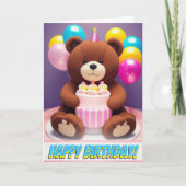 Teddy Bear Hugs & Birthday Wishs Karte (Vorderseite)