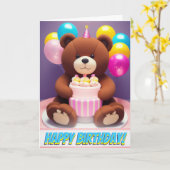 Teddy Bear Hugs & Birthday Wishs Karte (Gelbe Blume)