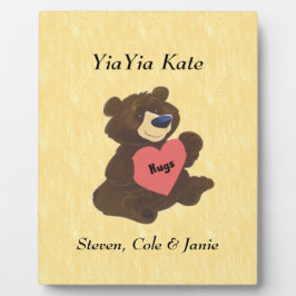 Teddy Bear Hugs Heart YiaYia Custom Plaque Fotoplatte