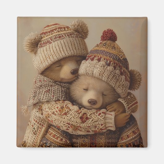 Teddy Bear Hugs Whimsical Animals Magnet (Vorne)