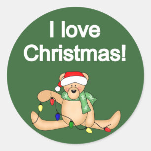 Teddy Bear I Liebe Weihnachtsgeschenke und Geschen Runder Aufkleber