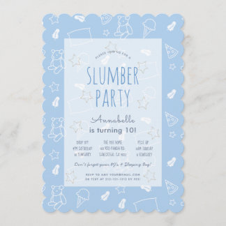 Teddy Bear Ice Creme Blue Slumber Party Geburtstag Einladung