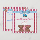 Teddy Bear Ice Creme Party Einladung (Vorne/Hinten)