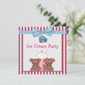 Teddy Bear Ice Creme Party Einladung (Stehend Vorderseite)