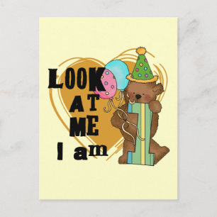 Teddy Bear Ich bin 1 Geburtstag T - Shirt und Gesc Postkarte