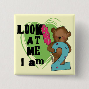 Teddy Bear Ich bin 2 Geburtstagsgeschenke und T - Button