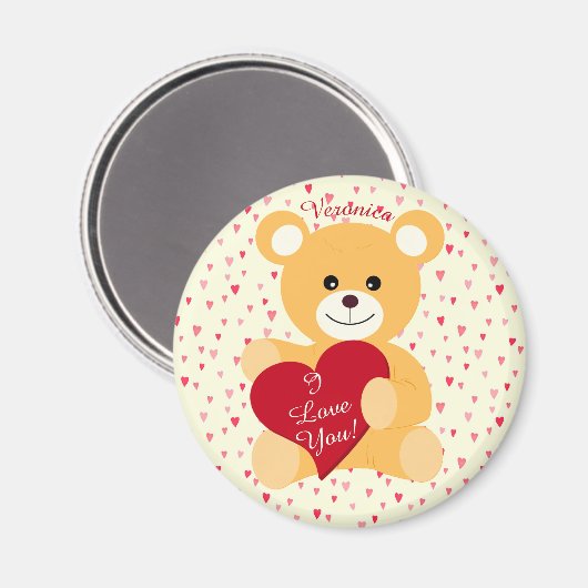 Teddy Bear "Ich Liebe dich!" Magnet (Vorderseite/Rückseite)