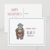 Teddy Bear Ich vermisse Sie zu viel Valentine Postkarte (Vorne/Hinten)