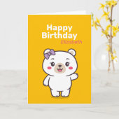 Teddy Bear Illustration Karte (Gelbe Blume)