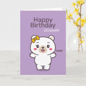 Teddy Bear Illustration Karte (Gelbe Blume)