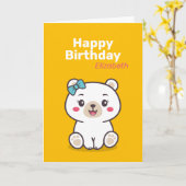Teddy Bear Illustration Karte (Gelbe Blume)