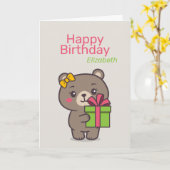 Teddy Bear Illustration Karte (Gelbe Blume)
