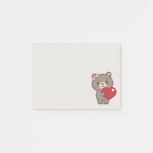 Teddy Bear Illustration Post-it Klebezettel (Vorderseite)