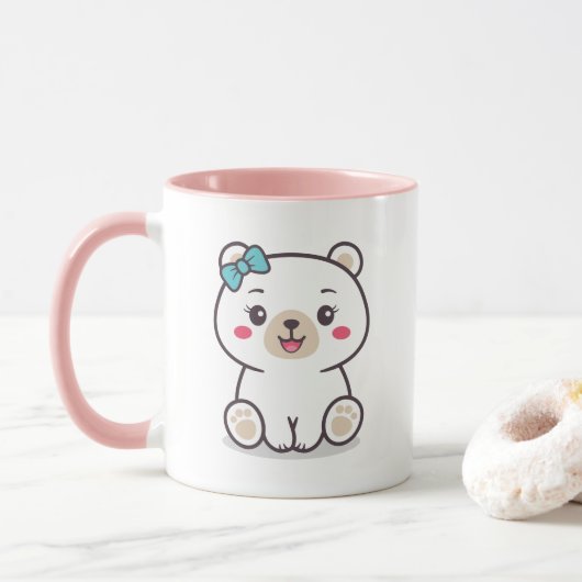 Teddy Bear Illustration Tasse (Mit Donut)