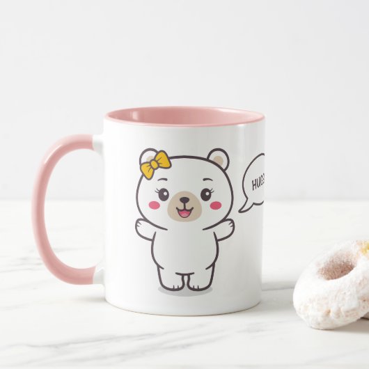 Teddy Bear Illustration Tasse (Mit Donut)