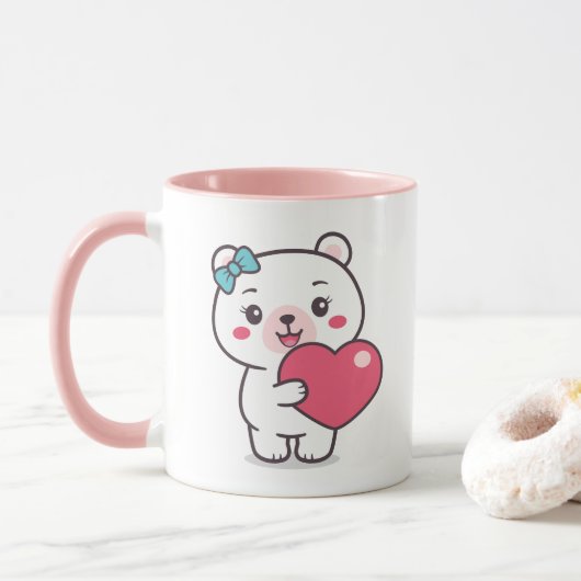Teddy Bear Illustration Tasse (Mit Donut)