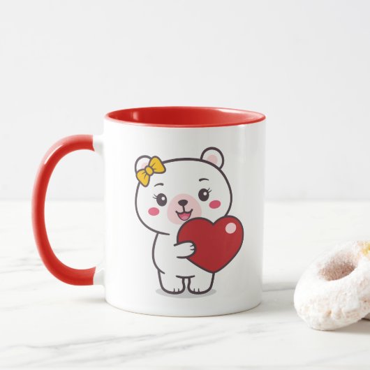Teddy Bear Illustration Tasse (Mit Donut)