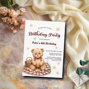 Teddy Bear im 4. Geburtstag Party Picnic Einladung
