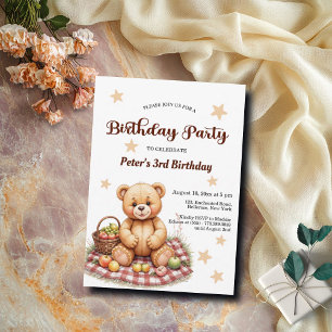 Teddy Bear im Picnic 3. Geburtstag Party Einladung