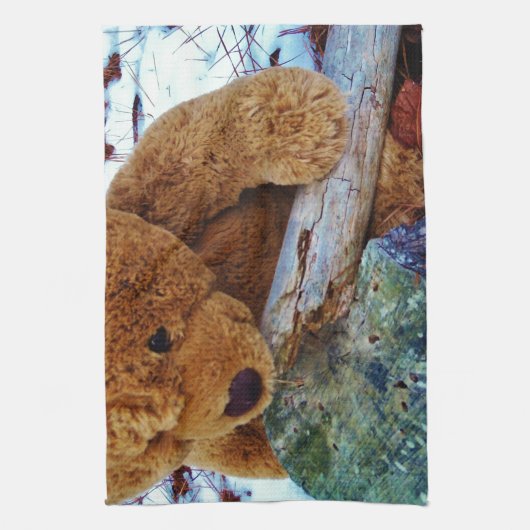 Teddy Bear im Schnee Handtuch (Vertikal)