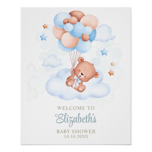 Teddy Bear im Sky Baby Duwer Poster (Vorderseite)