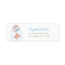 Teddy Bear im Sky Baby Shower Address Label