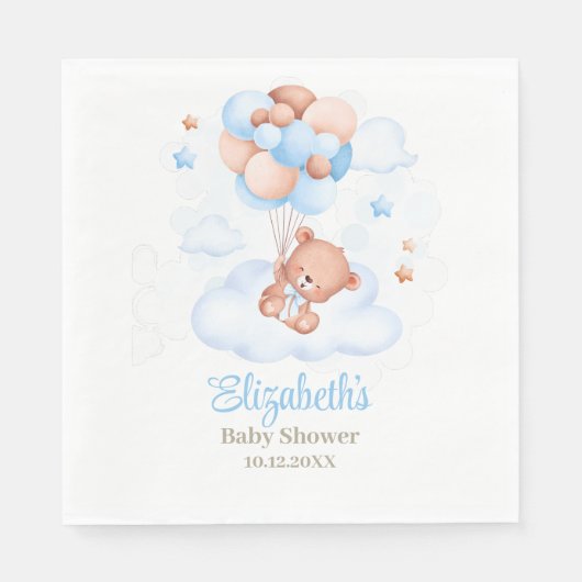 Teddy Bear im Sky Baby Shower Napkins Serviette (Vorderseite)