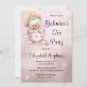 Teddy Bear in a Teacup Galantine's Tea Party Einladung (Vorderseite)