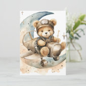 Teddy Bear in Airplane Geburtsankündigung (Stehend Vorderseite)