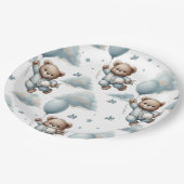 Teddy Bear in Blue Pajamas Pappteller (Schrägansicht)