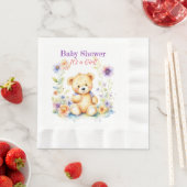 Teddy Bear in Blume Girl's Baby Shower Serviette (Beispiel)