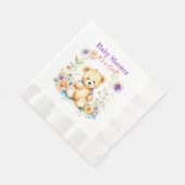 Teddy Bear in Blume Girl's Baby Shower Serviette (Ecke)