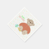 Teddy Bear in Coral Baby Shower verkleidet Serviette (Ecke)