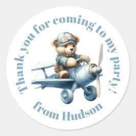Teddy Bear in einem Flugzeug Runder Aufkleber
