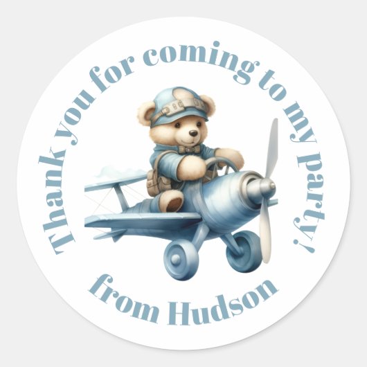 Teddy Bear in einem Flugzeug Runder Aufkleber (Vorderseite)