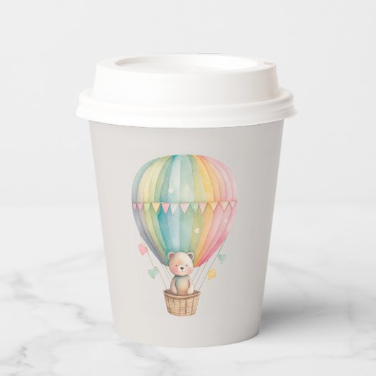 Teddy Bear in einem Heißluftballon Papier Cups Pappbecher (Vorderseite)