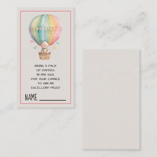 Teddy Bear in einem Heißluftballon Windelknipser Begleitkarte (Vorne/Hinten)