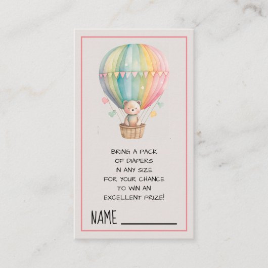 Teddy Bear in einem Heißluftballon Windelknipser Begleitkarte (Vorderseite)