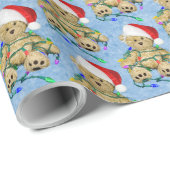 Teddy Bear in getrübten Weihnachtsbeleuchtung Geschenkpapier (Rolleneckpunkt)